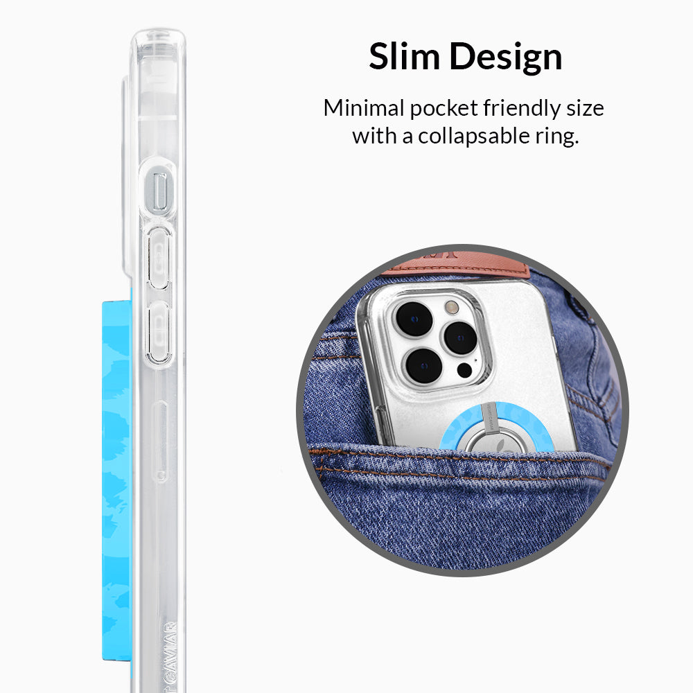 Aqua Blue Leopard MagSafe Grip Ring