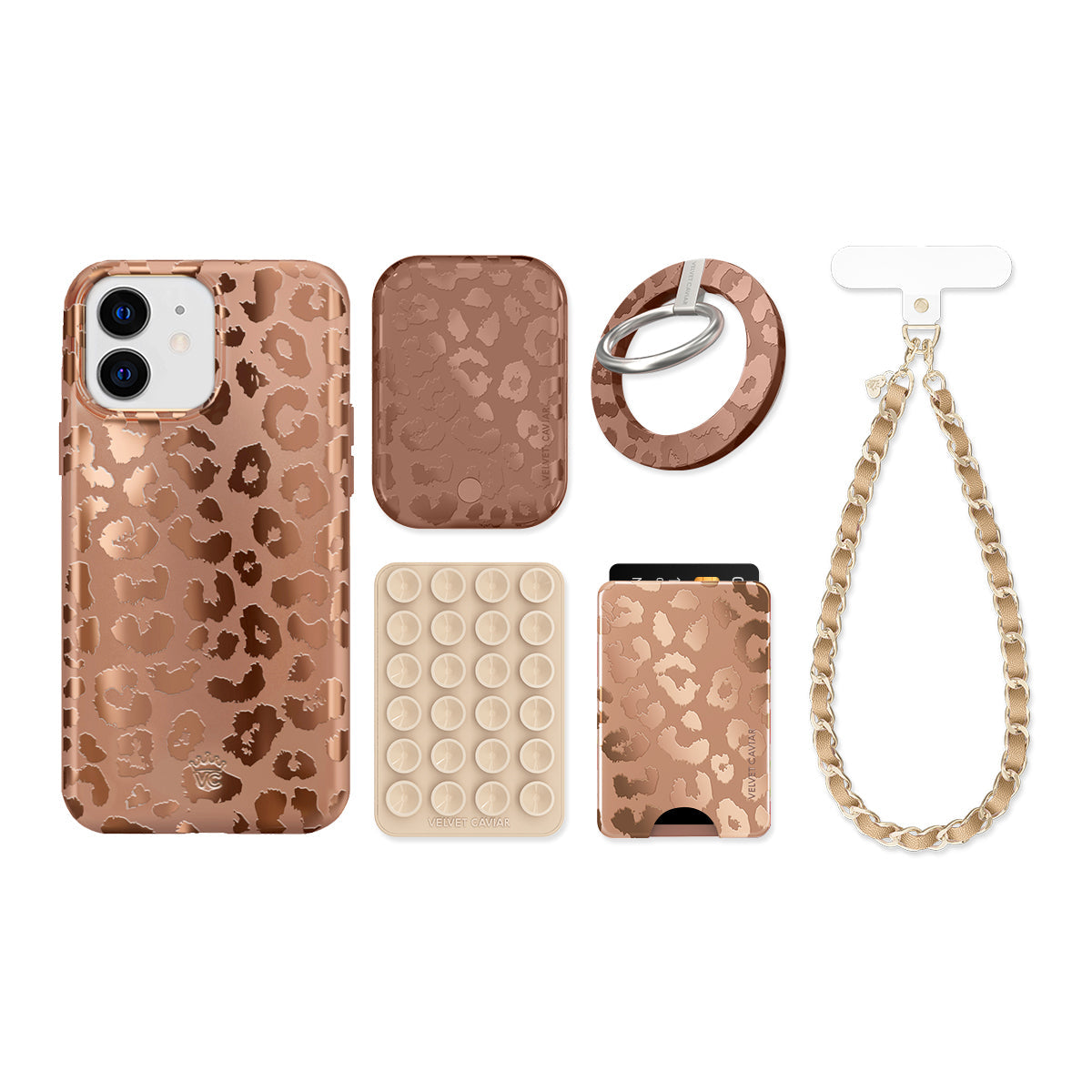 Bronze Chrome Leopard iPhone Bundle Set