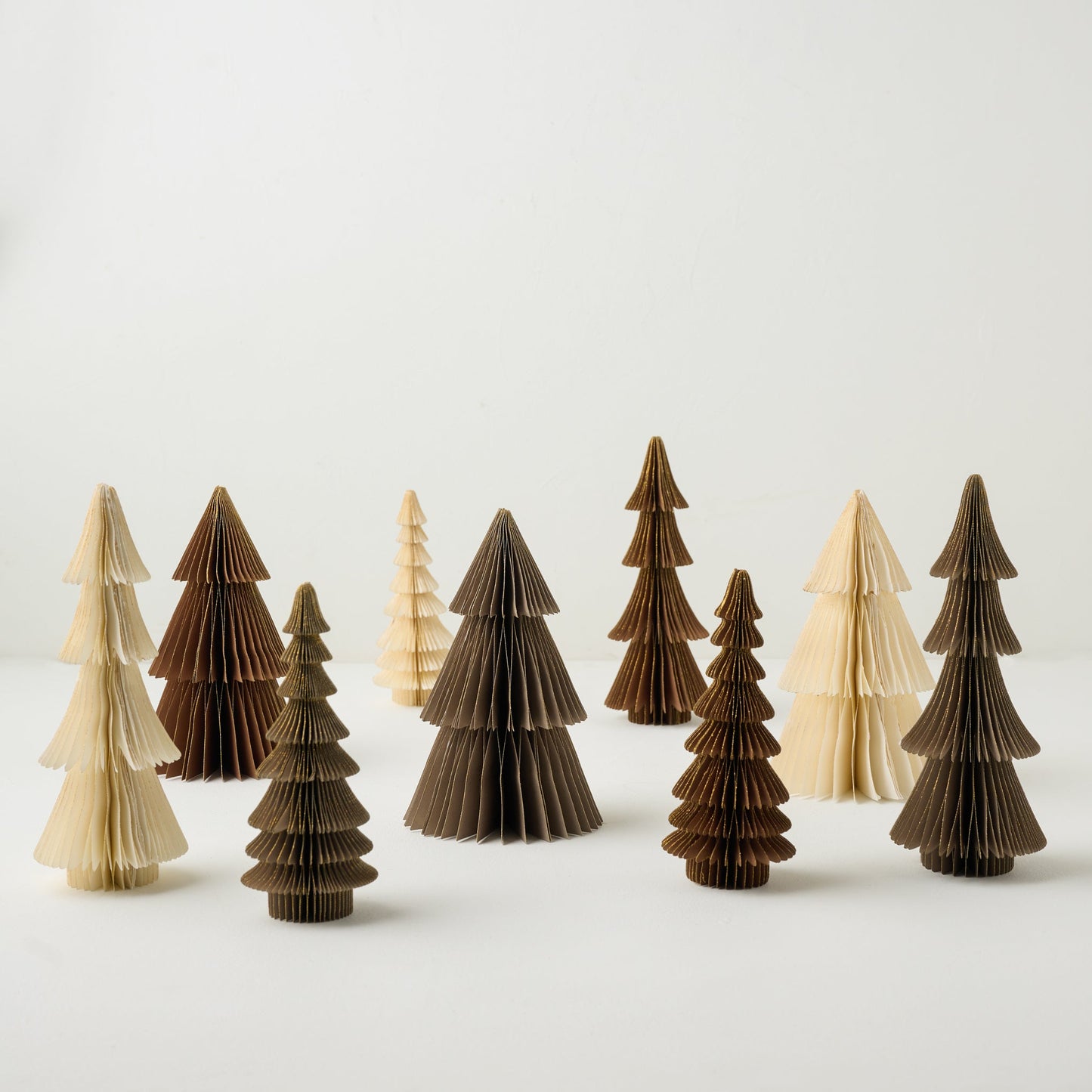 Winter Neutrals Set of 9 Decorative Paper Trees