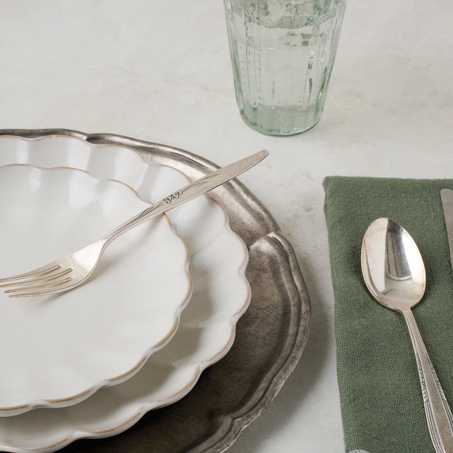 Vintage-Inspired Pewter Charger