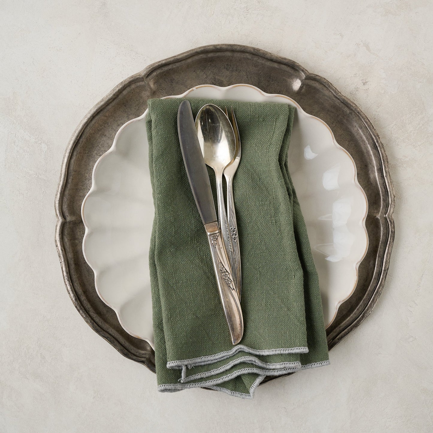 Vintage-Inspired Pewter Charger