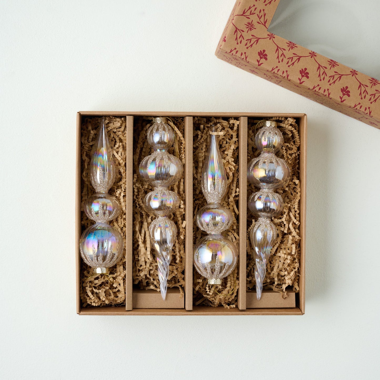 Winter Splendor Finial Ornament, Set of 4