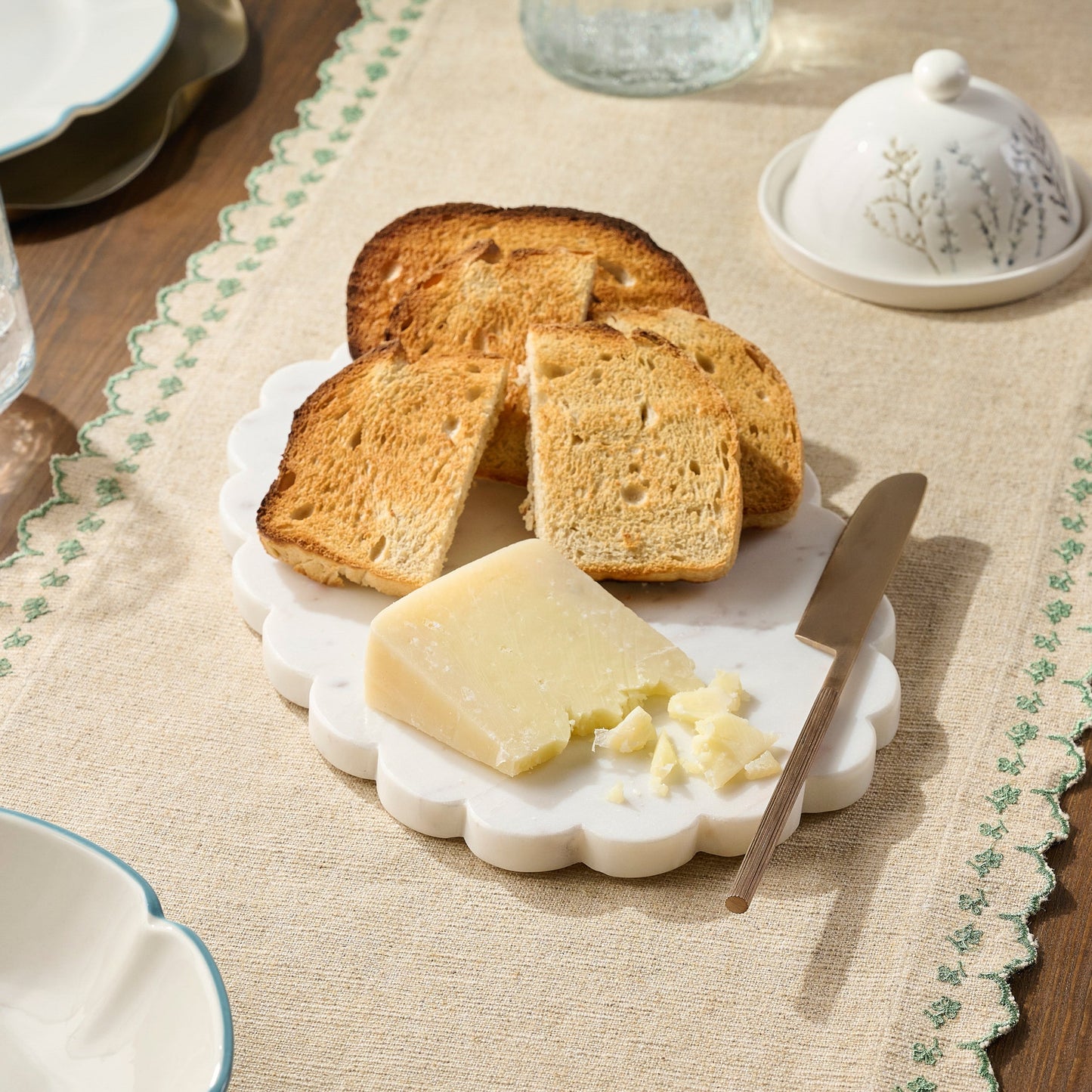 White Marble Scalloped Serving Board