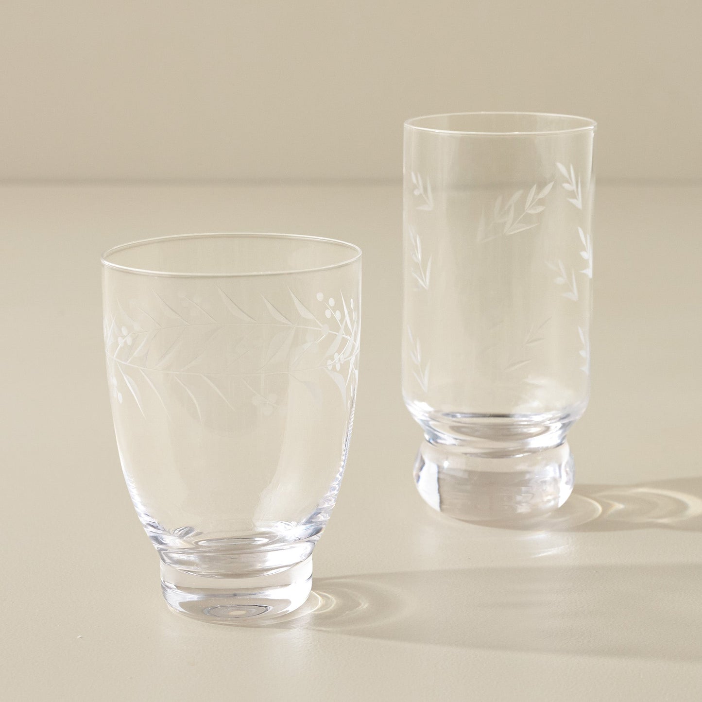 Vintage-Inspired Etched Glass Tumbler