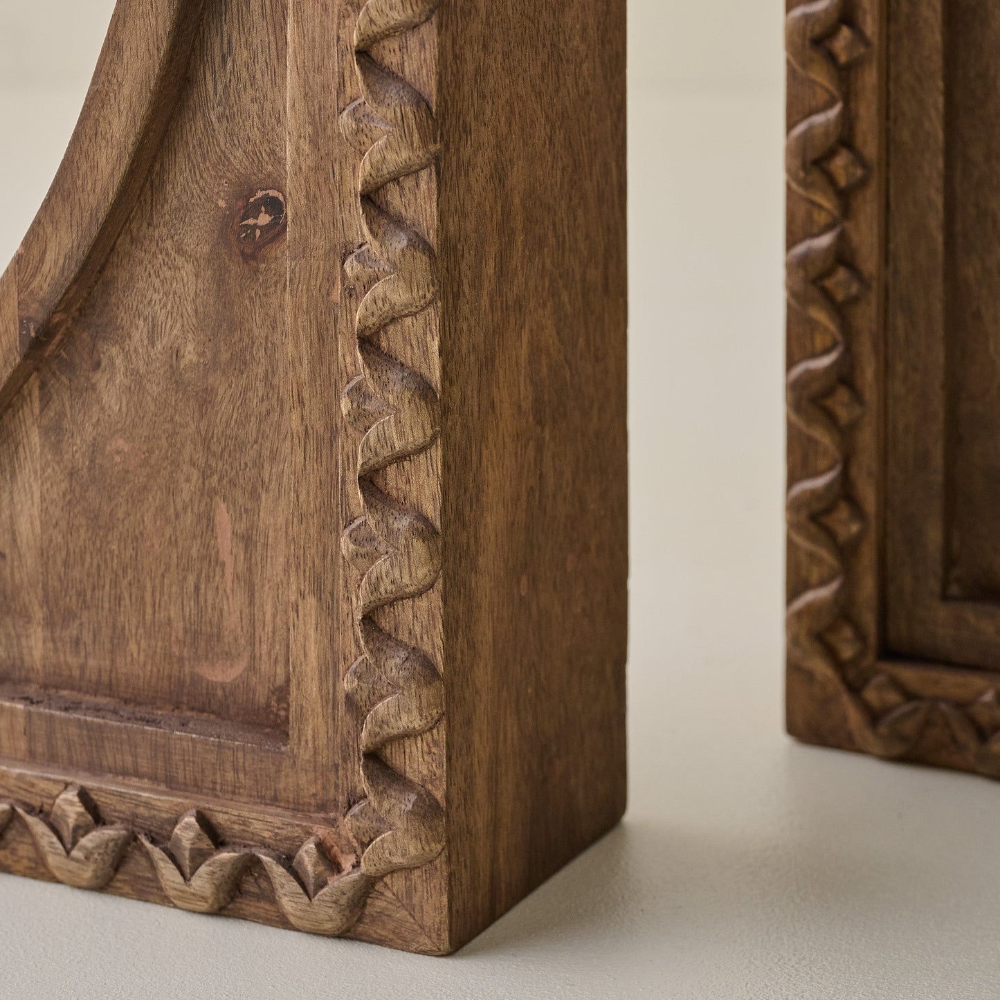 Warren Hand Carved Wood Bookends