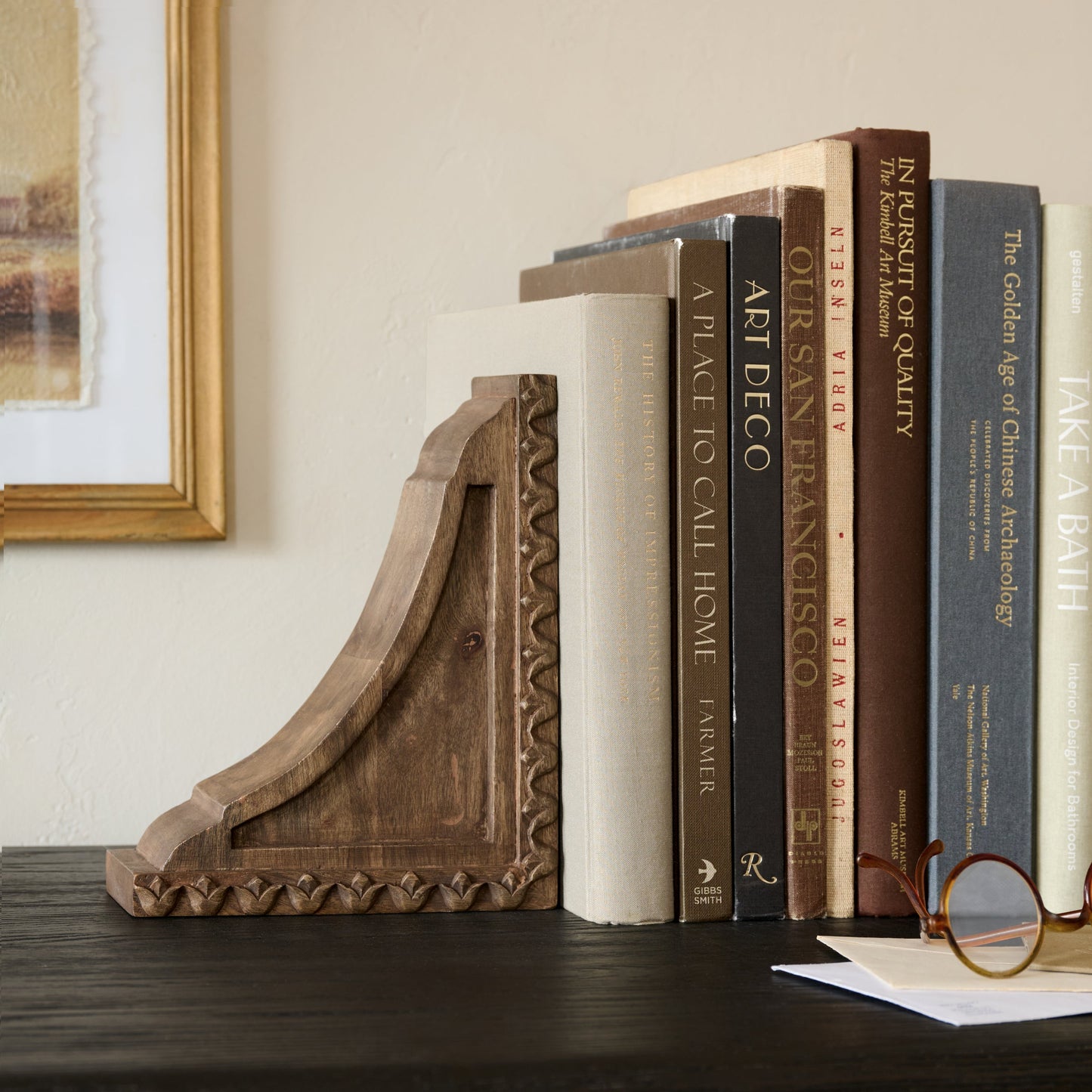 Warren Hand Carved Wood Bookends