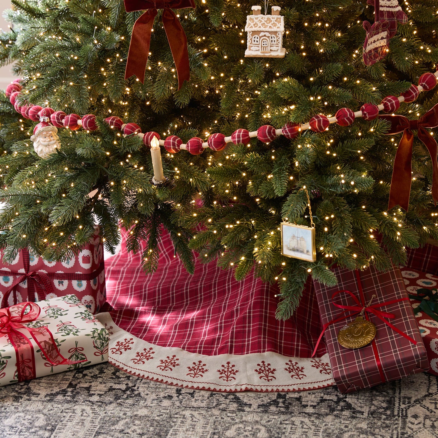 Vintage Red Plaid Tree Skirt