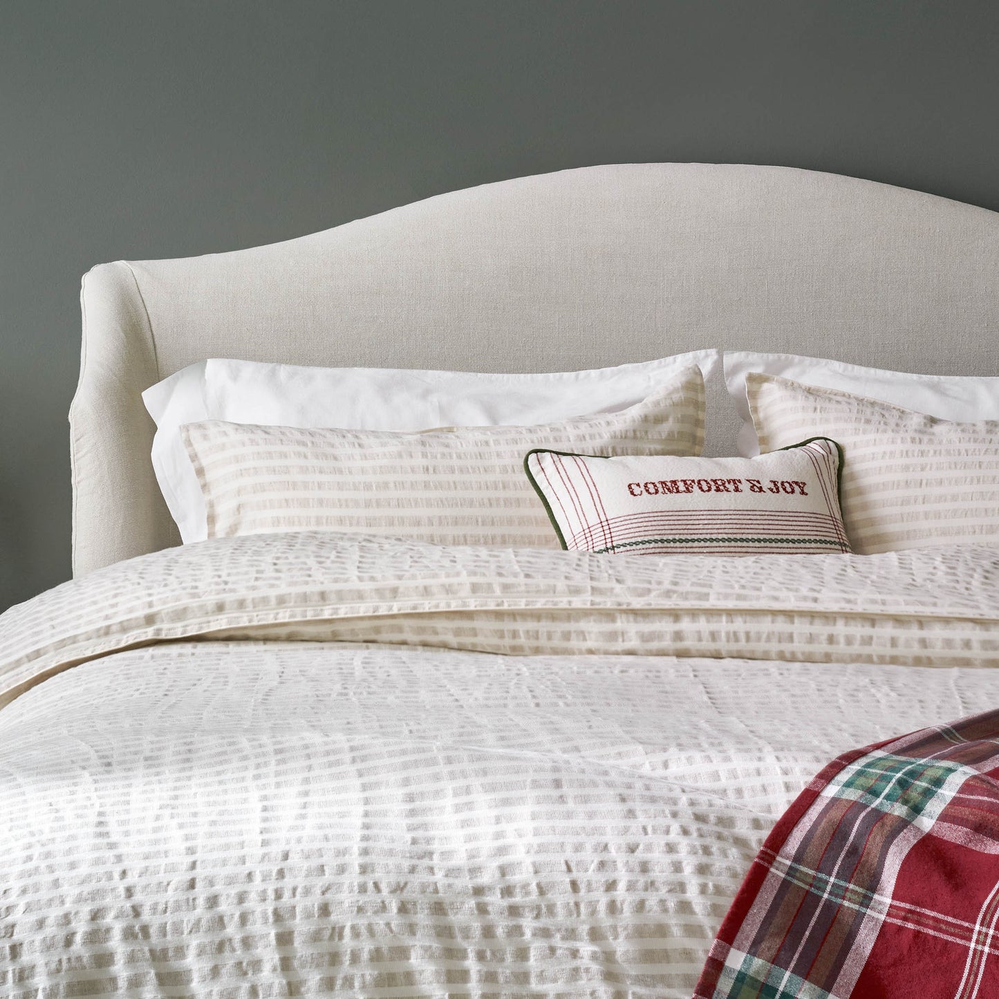 Antique White + Oatmeal Stripe Linen Cotton Duvet Cover