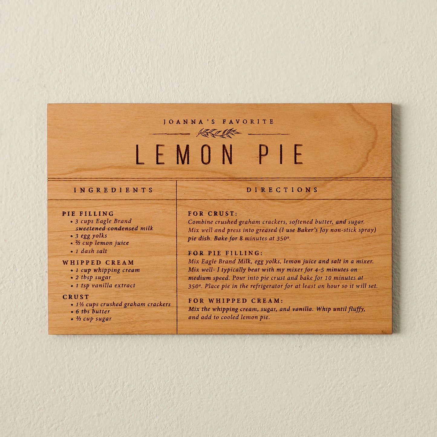 Wooden Recipe Card