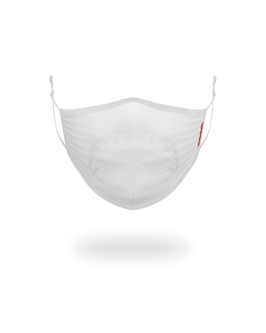 ADULT WHITE ON WHITE SHARK FORM-FITTING FACE MASK