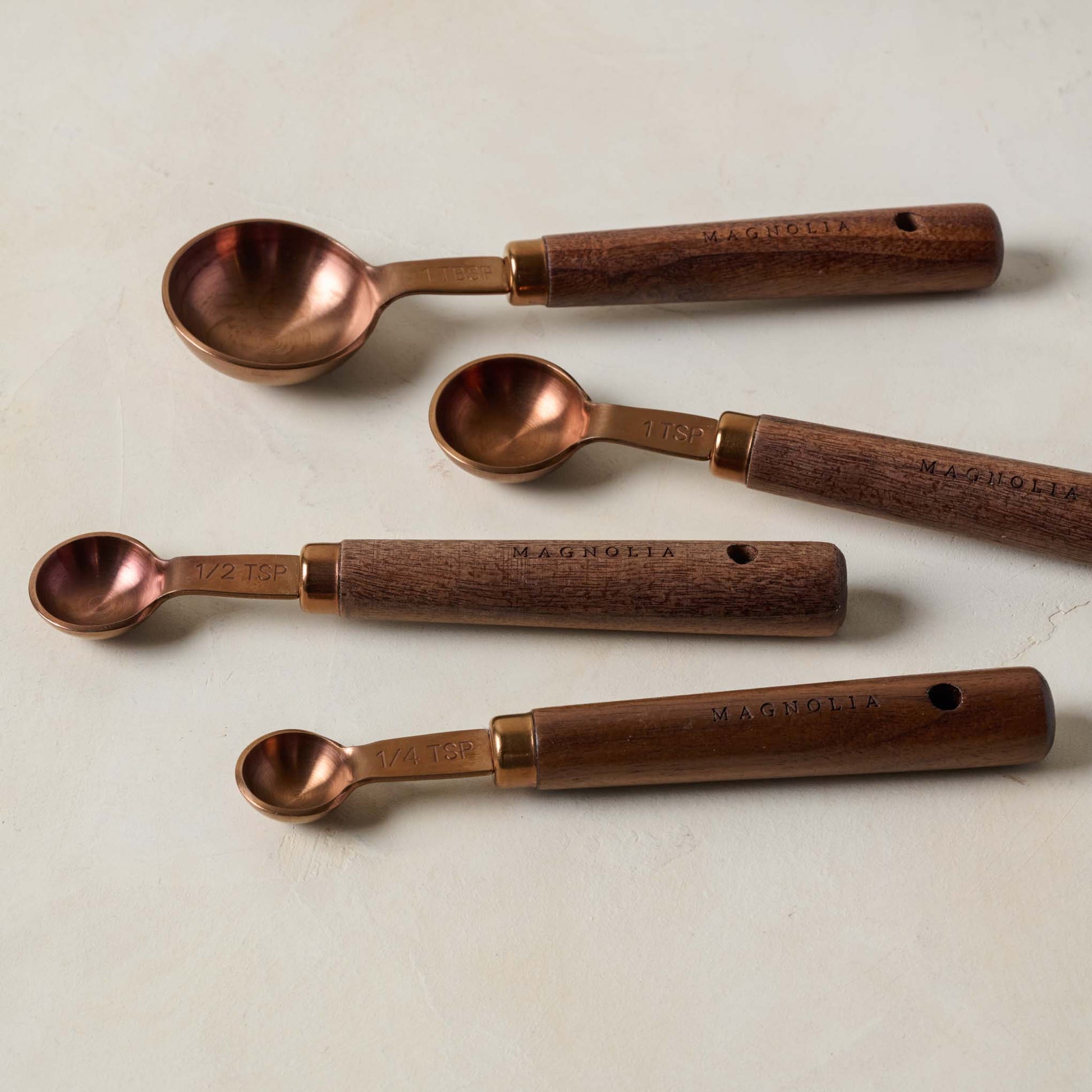 Walnut and Copper Measuring Spoons