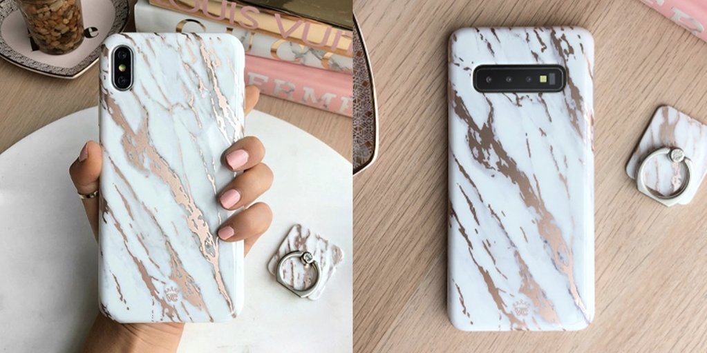 White Marble Rose Gold Chrome 2.0 iPhone Case