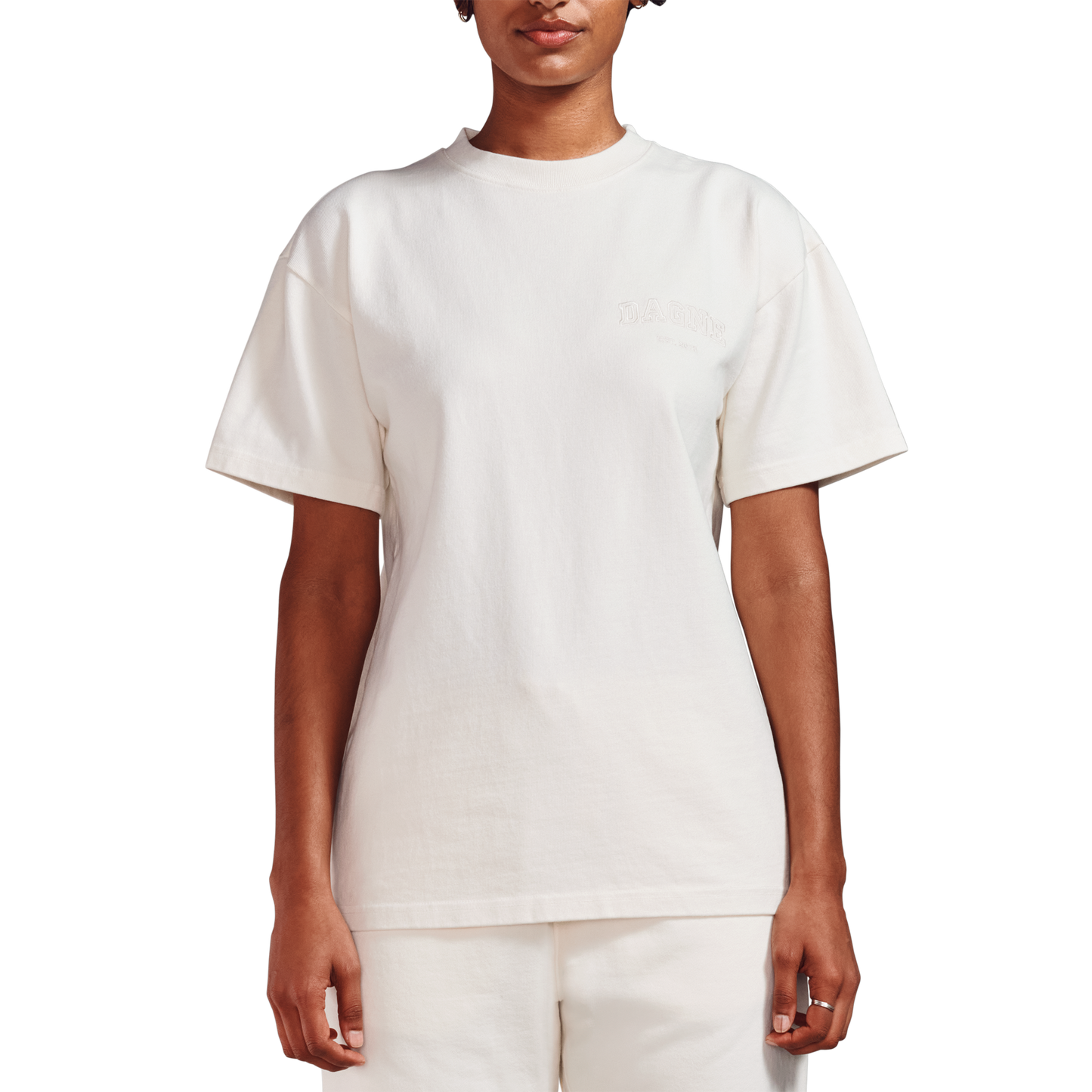 Varsity Logo T-shirt in Moonbeam, Small