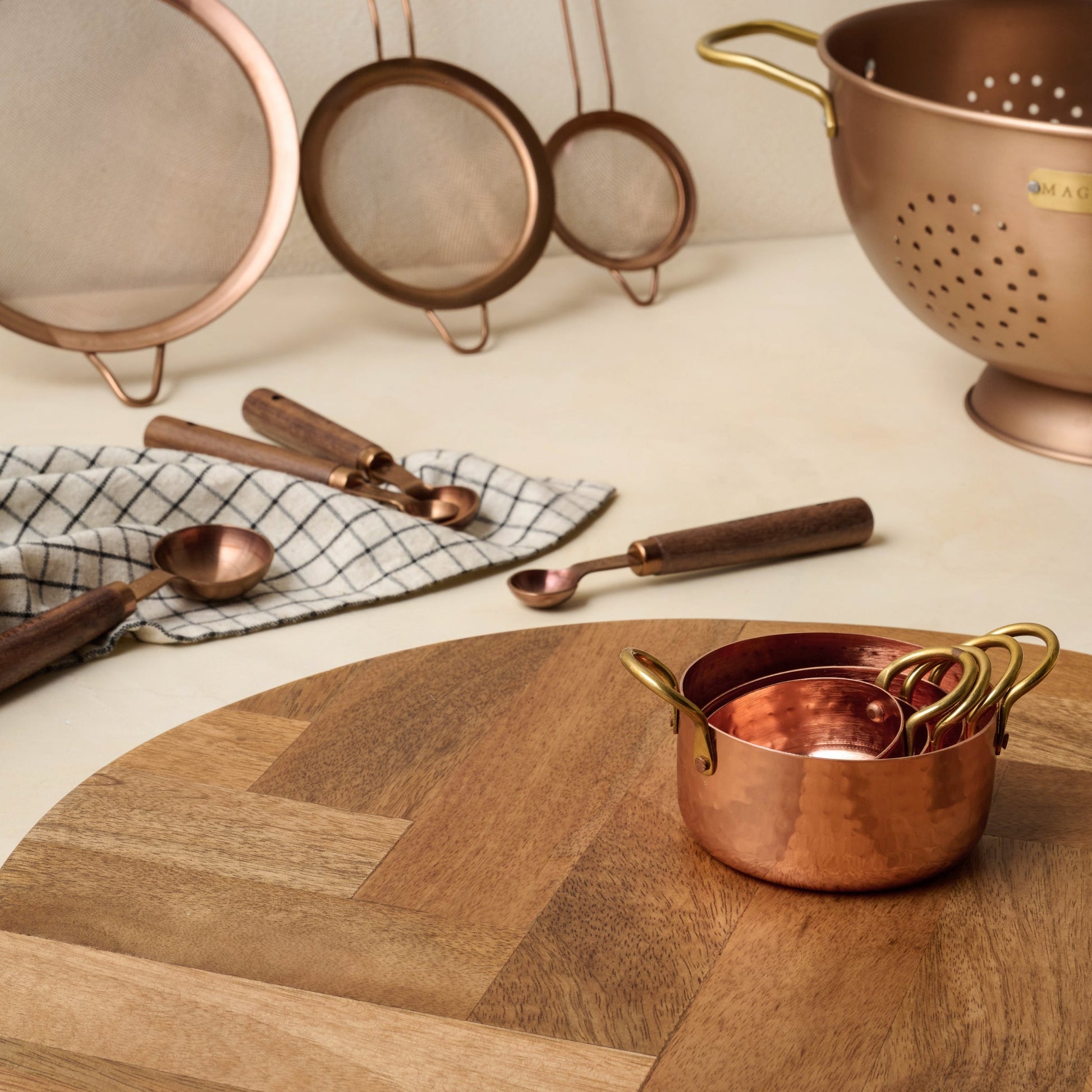 Walnut and Copper Measuring Spoons