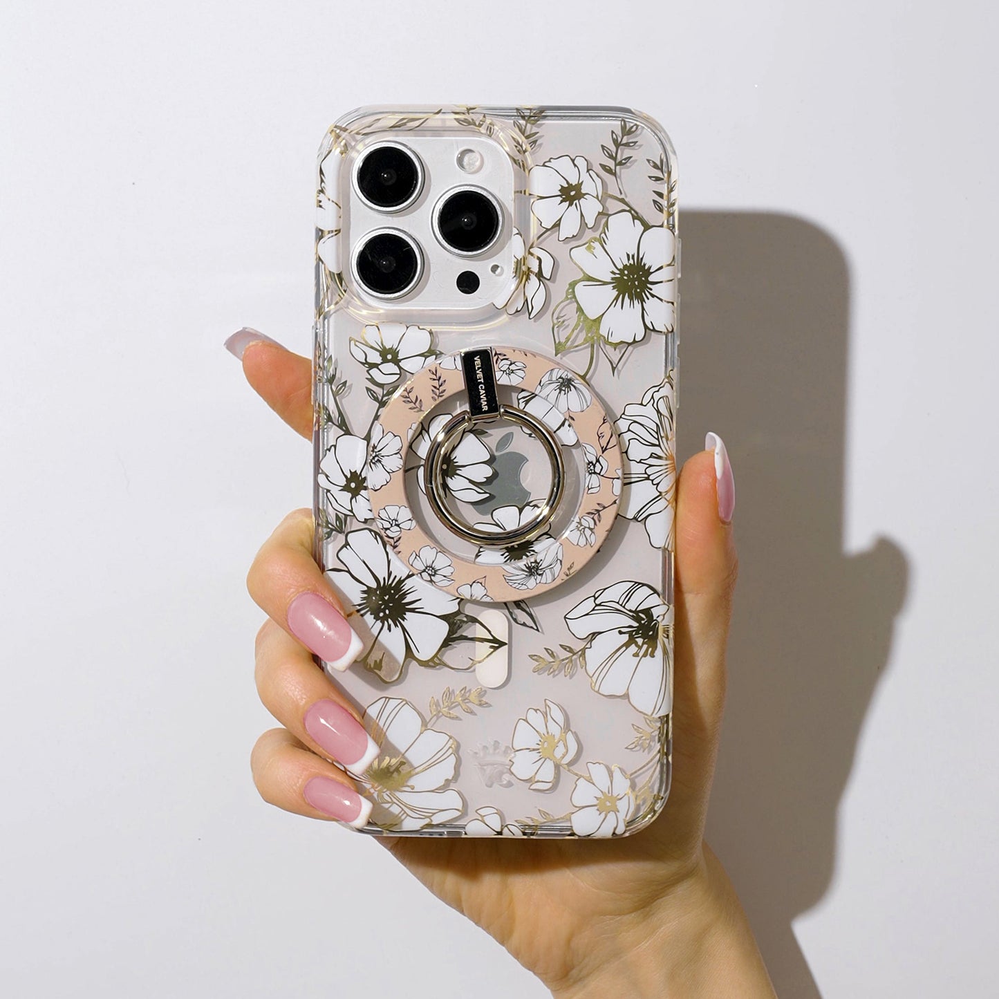 White Floral MagSafe Grip Ring