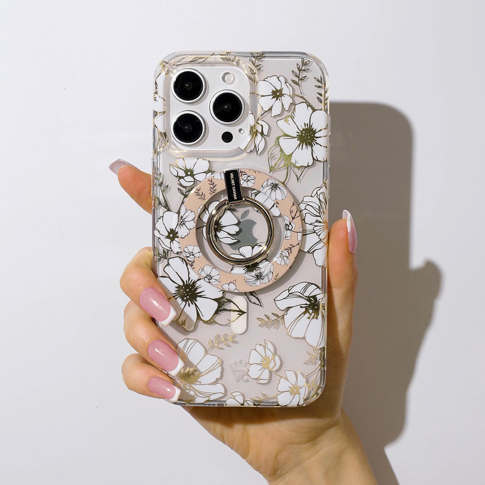 White Floral MagSafe Grip Ring