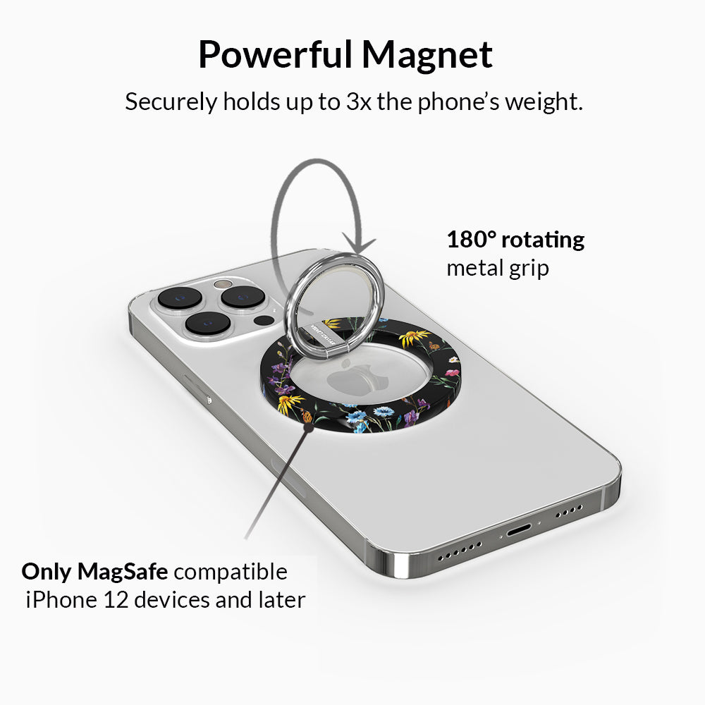 Black Wildflower MagSafe Grip Ring