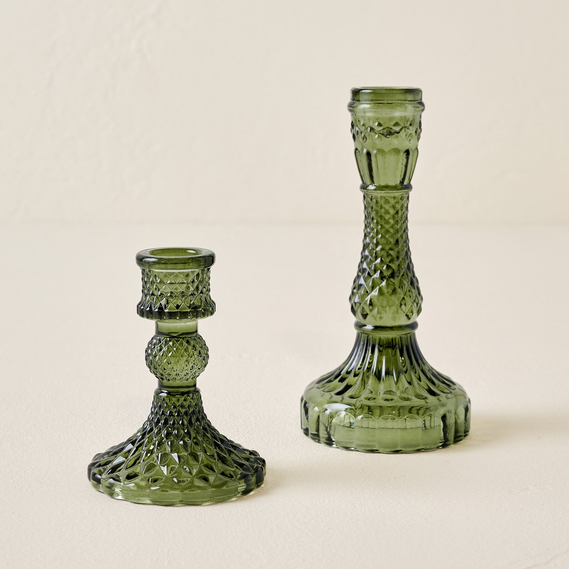 Antique Green Glass Taper Holder