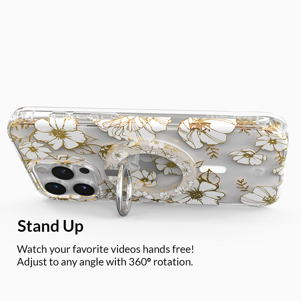 White Floral MagSafe Grip Ring