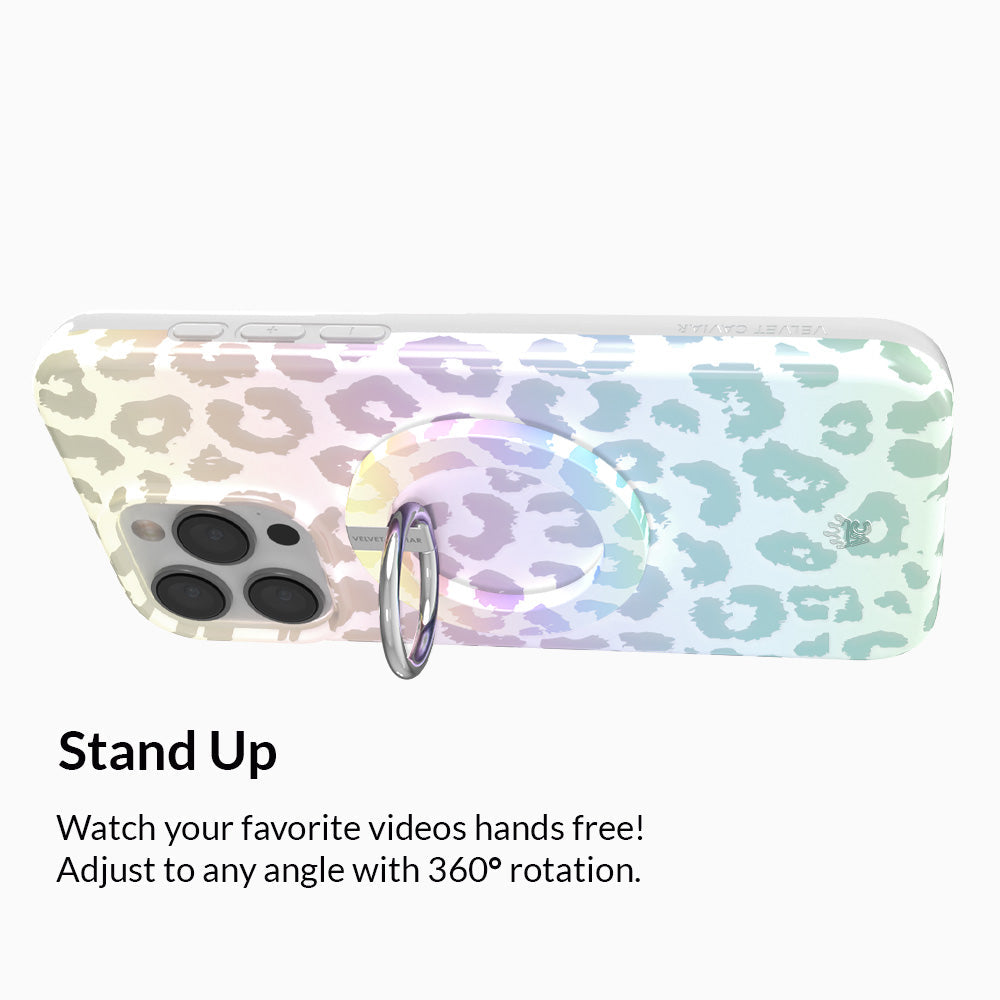 White Opal Leopard MagSafe Grip Ring