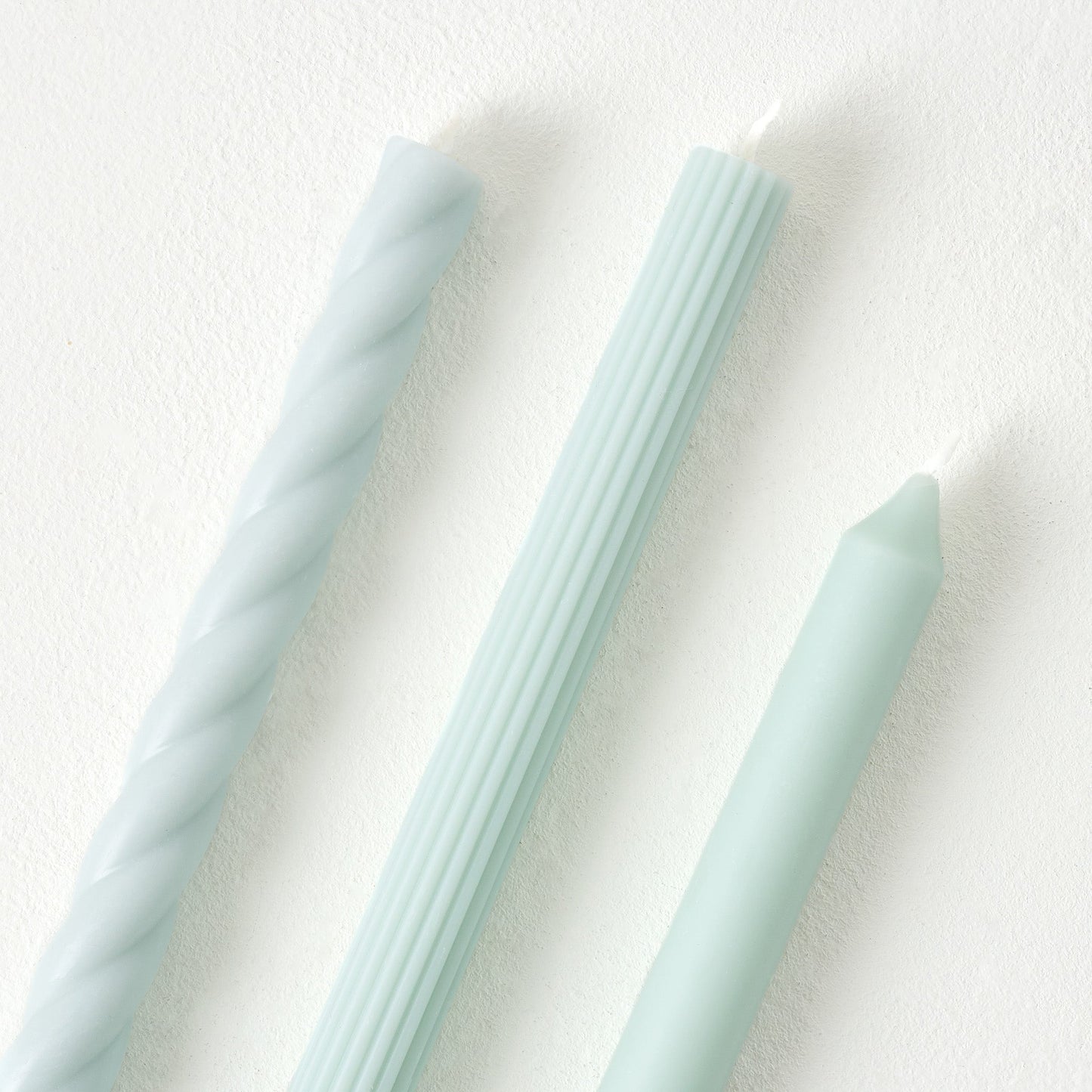 Assorted Light Blue Taper Candle Set