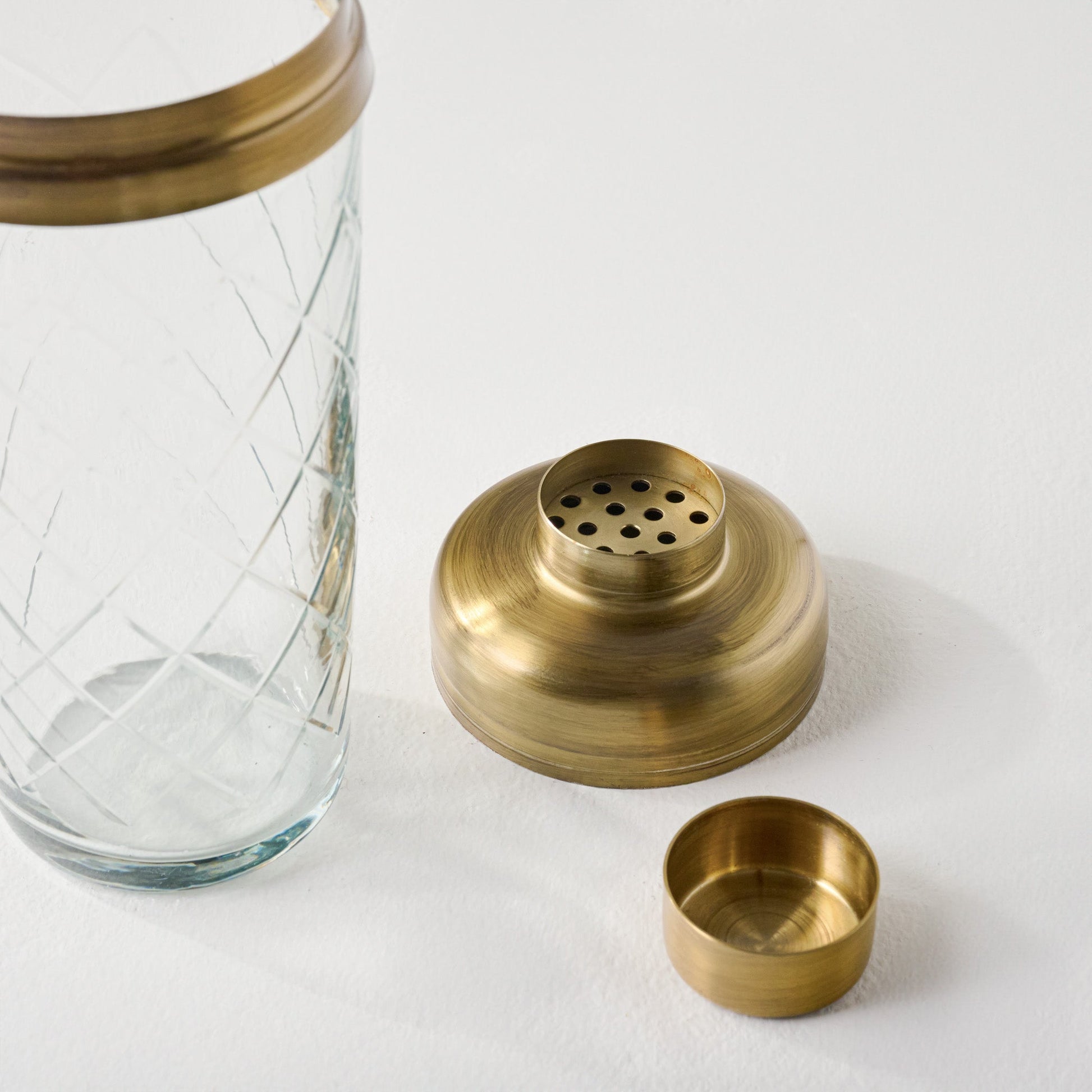 Antique Brass and Etched Glass Shaker Bottle