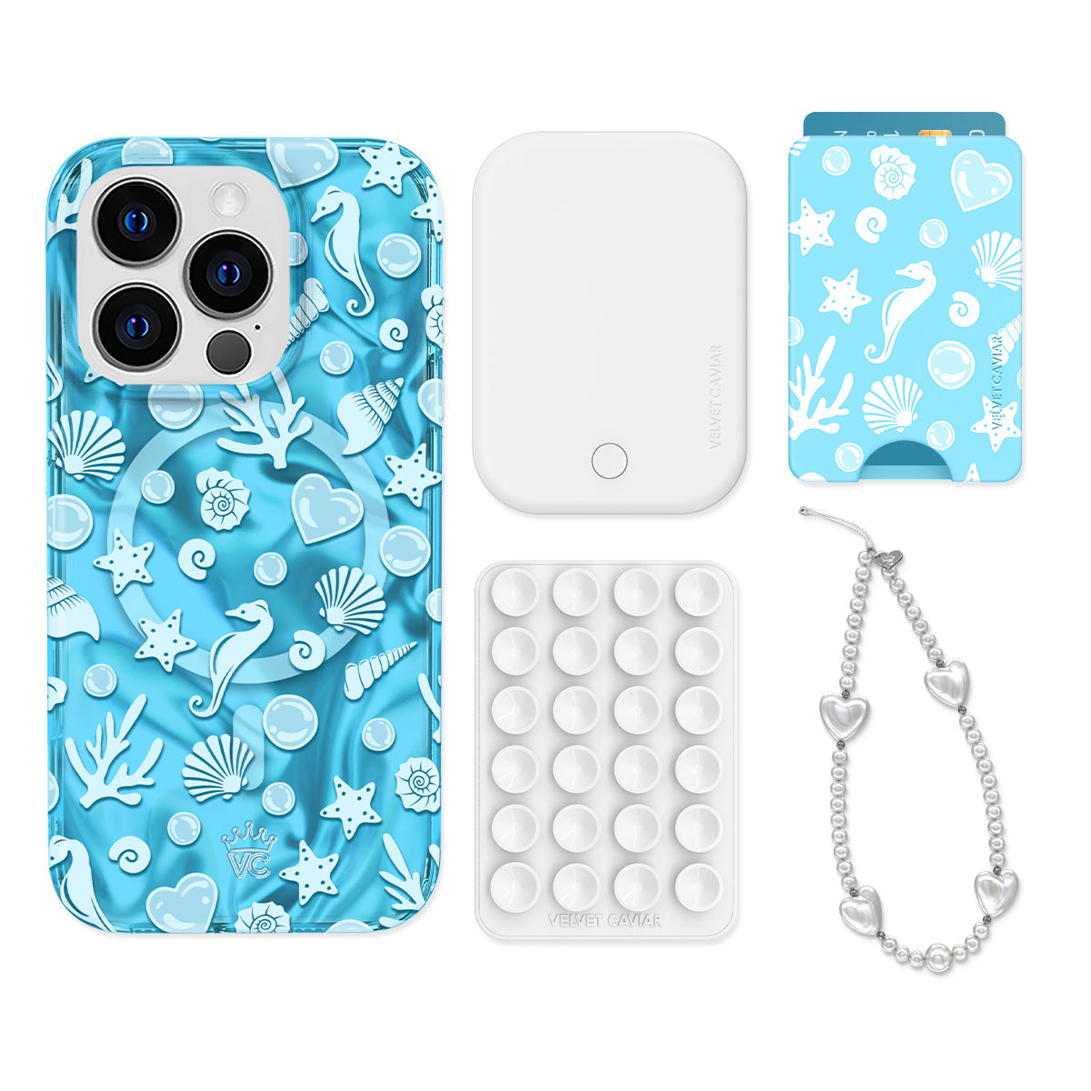 Aquamarine Holo iPhone Bundle Set - Wallet