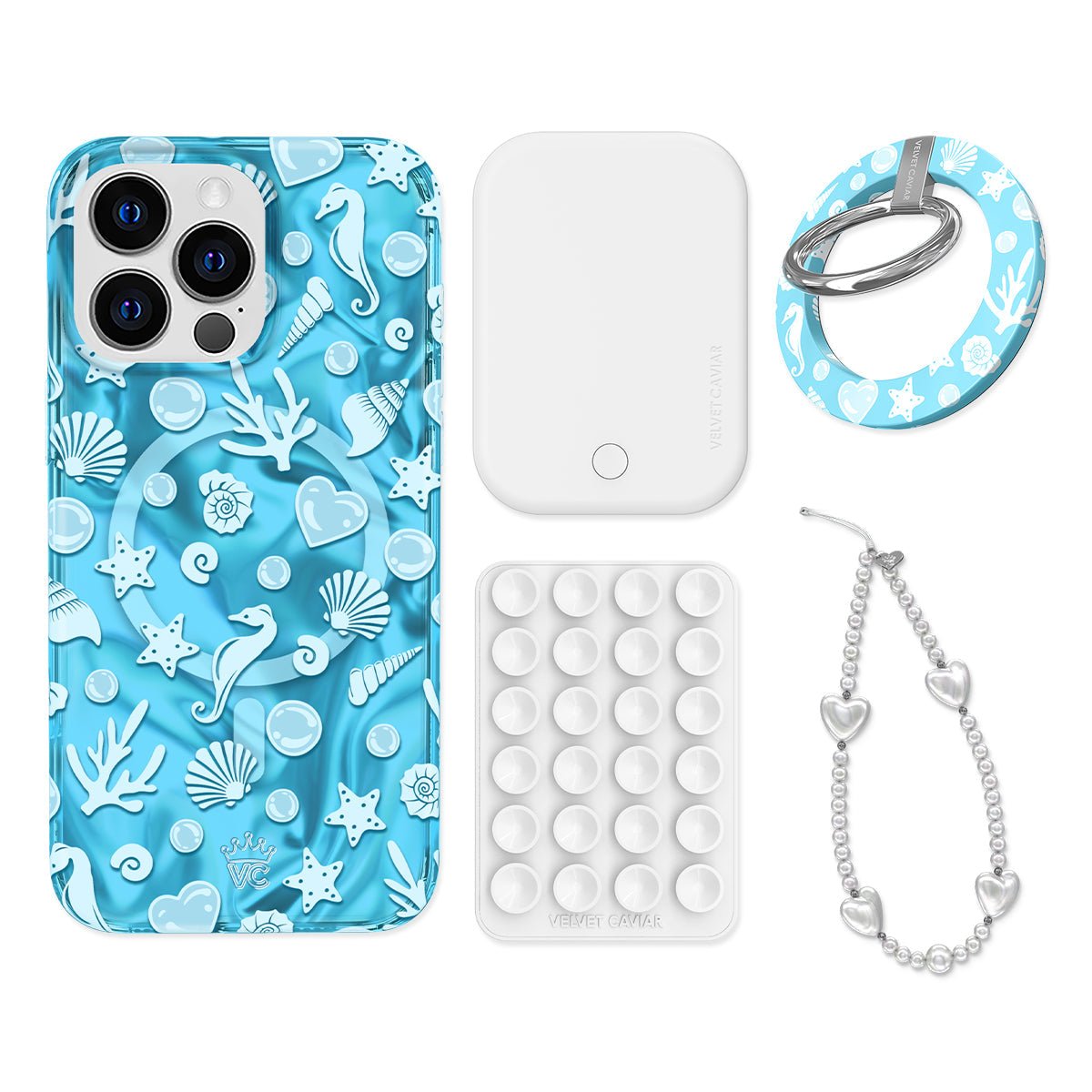 Aquamarine Holo iPhone Bundle Set - Grip