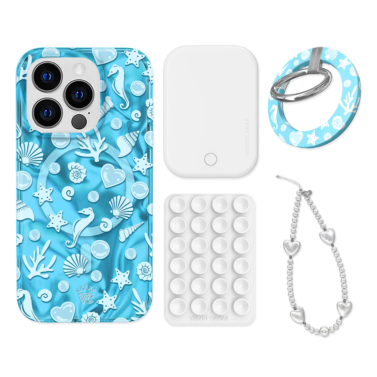 Aquamarine Holo iPhone Bundle Set - Grip