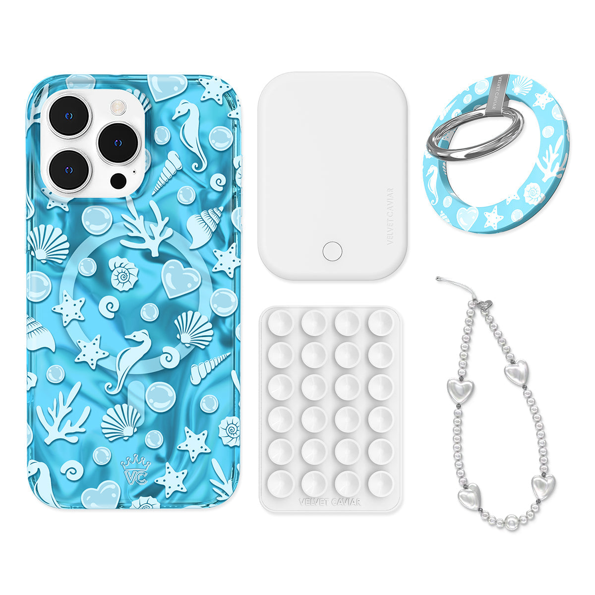 Aquamarine Holo iPhone Bundle Set - Grip