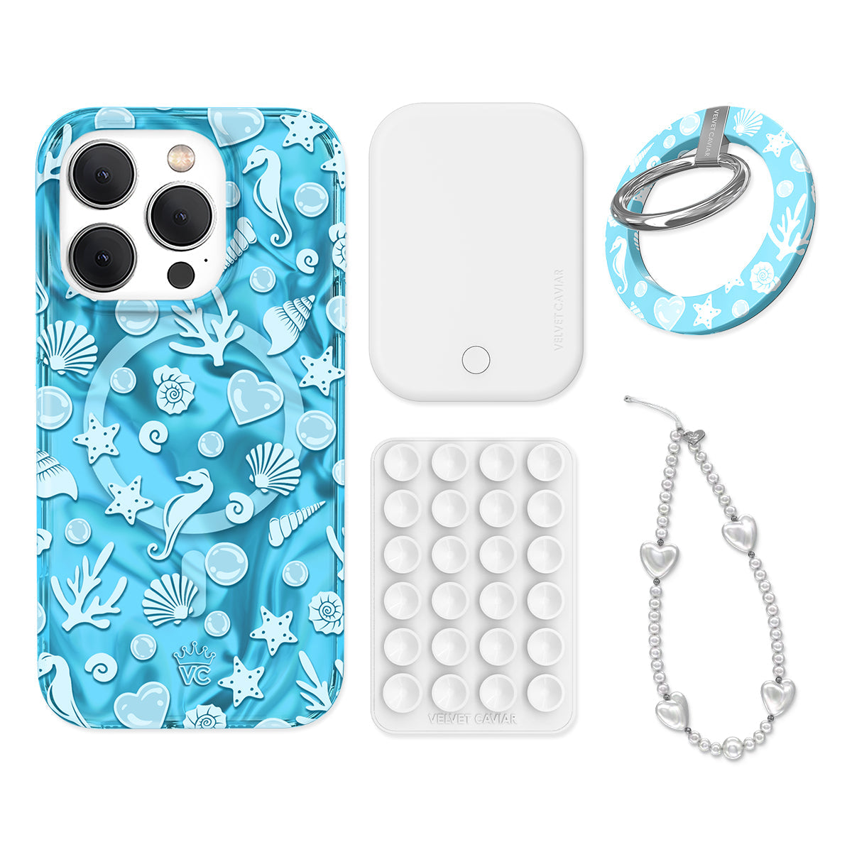 Aquamarine Holo iPhone Bundle Set - Grip