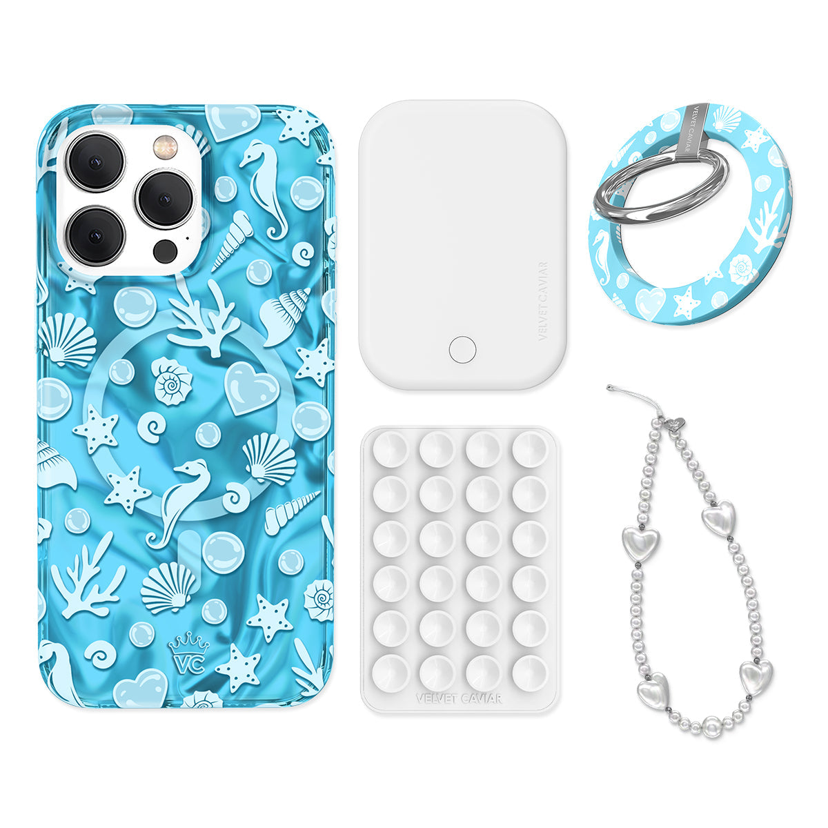 Aquamarine Holo iPhone Bundle Set - Grip