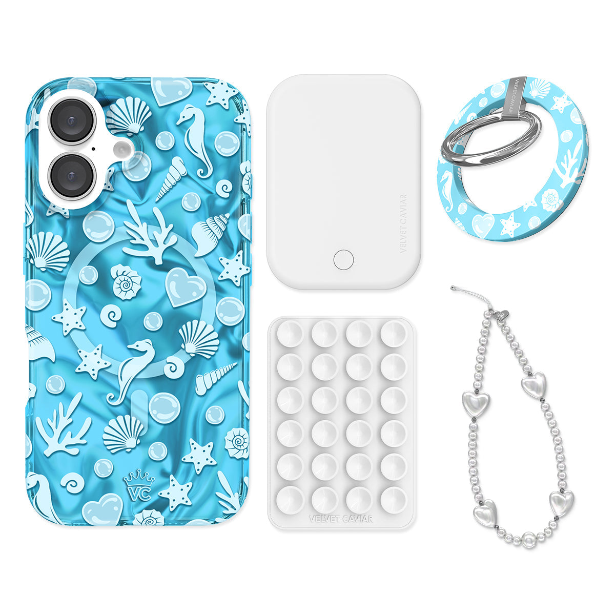 Aquamarine Holo iPhone Bundle Set - Grip