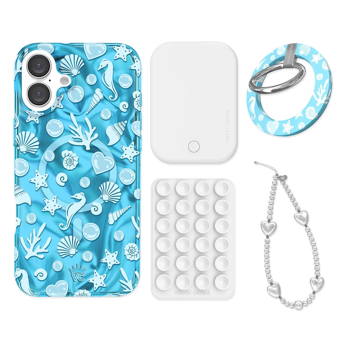 Aquamarine Holo iPhone Bundle Set - Grip