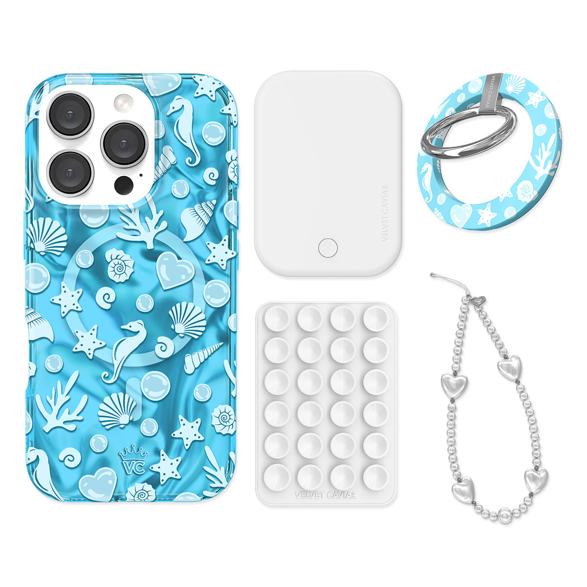 Aquamarine Holo iPhone Bundle Set - Grip