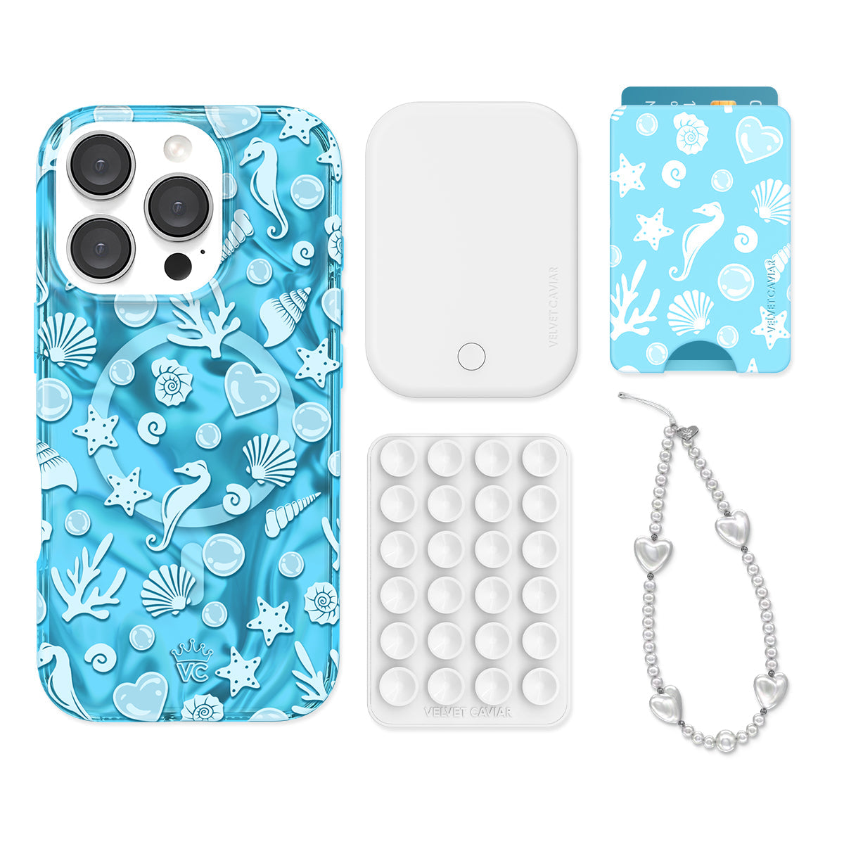 Aquamarine Holo iPhone Bundle Set - Wallet