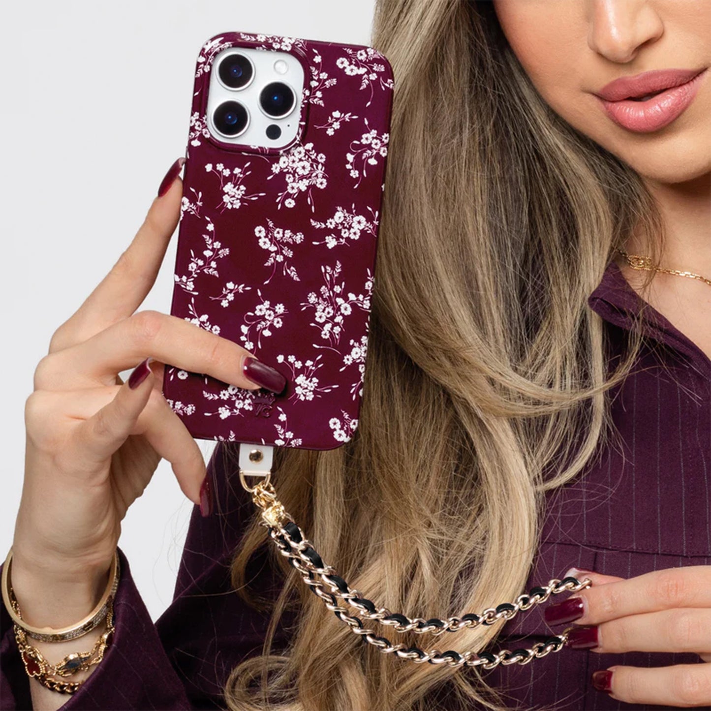 Black Leather Chain Phone Charm