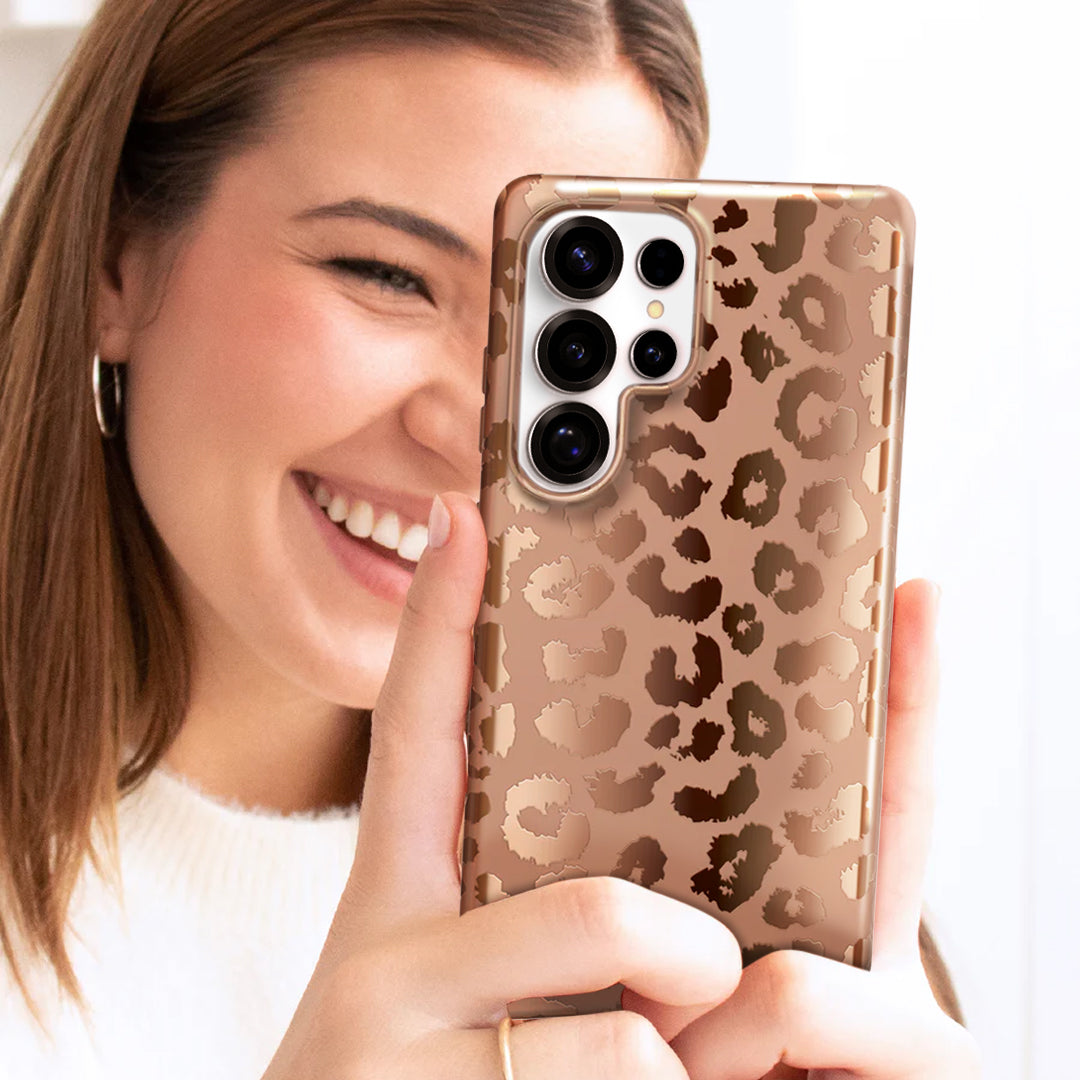 Bronze Chrome Leopard Samsung Case