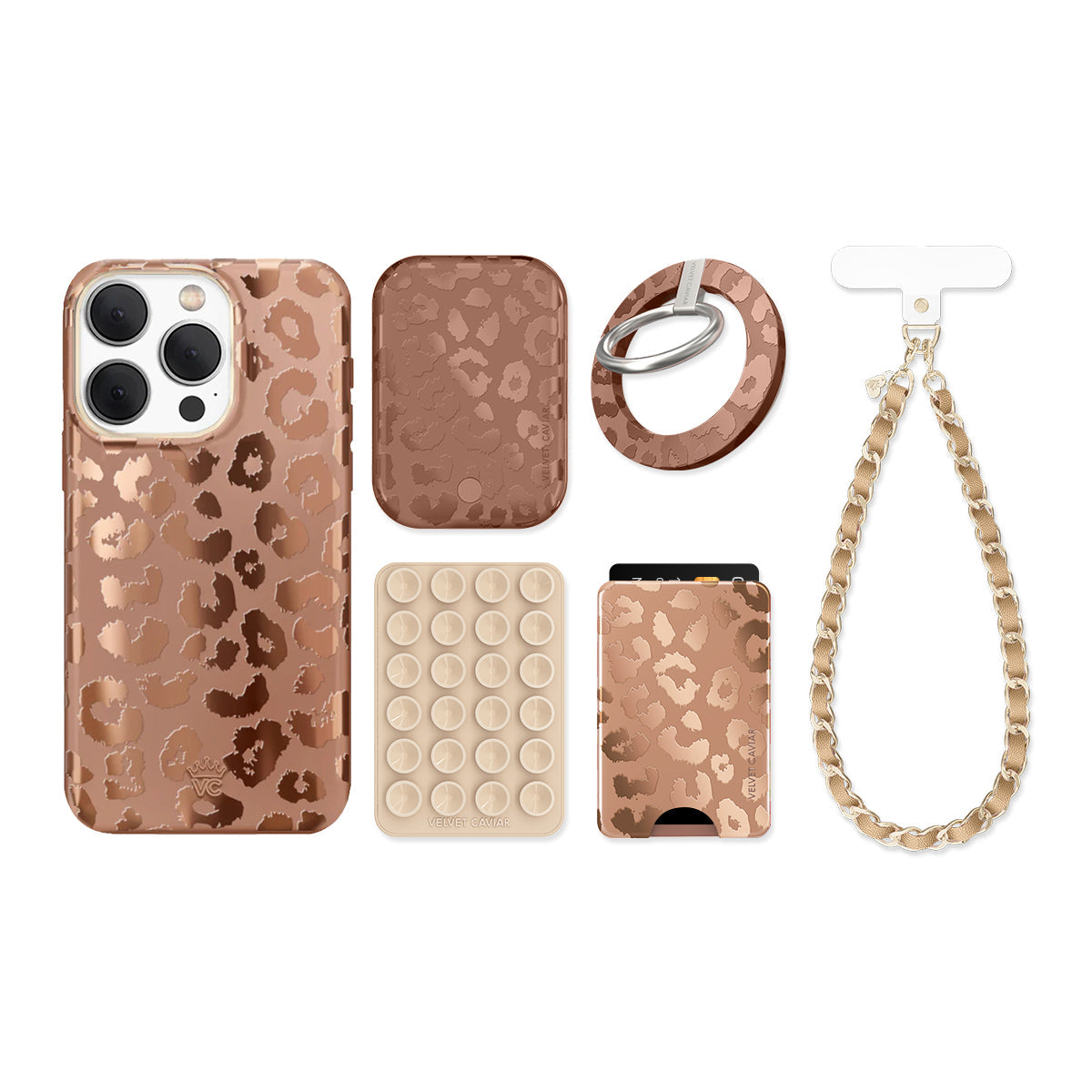 Bronze Chrome Leopard iPhone Bundle Set
