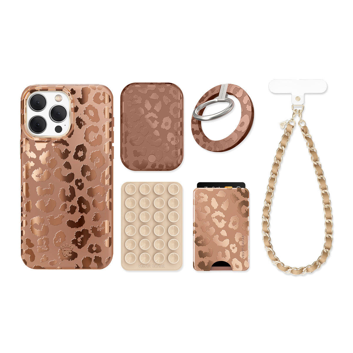 Bronze Chrome Leopard iPhone Bundle Set
