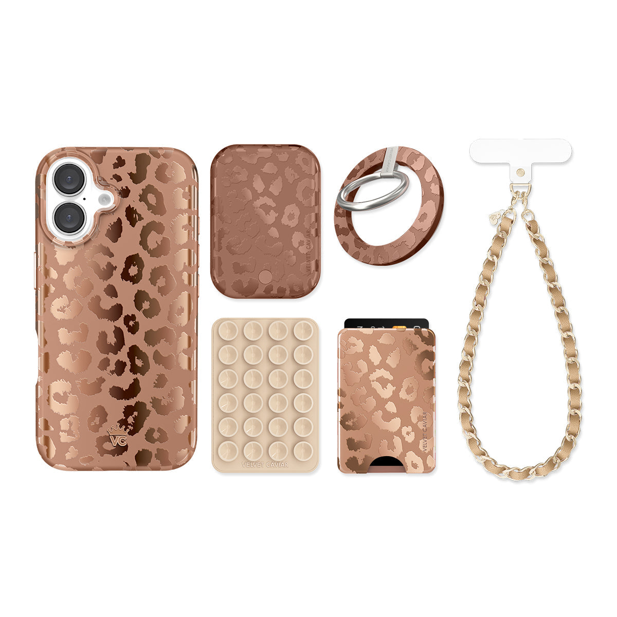 Bronze Chrome Leopard iPhone Bundle Set