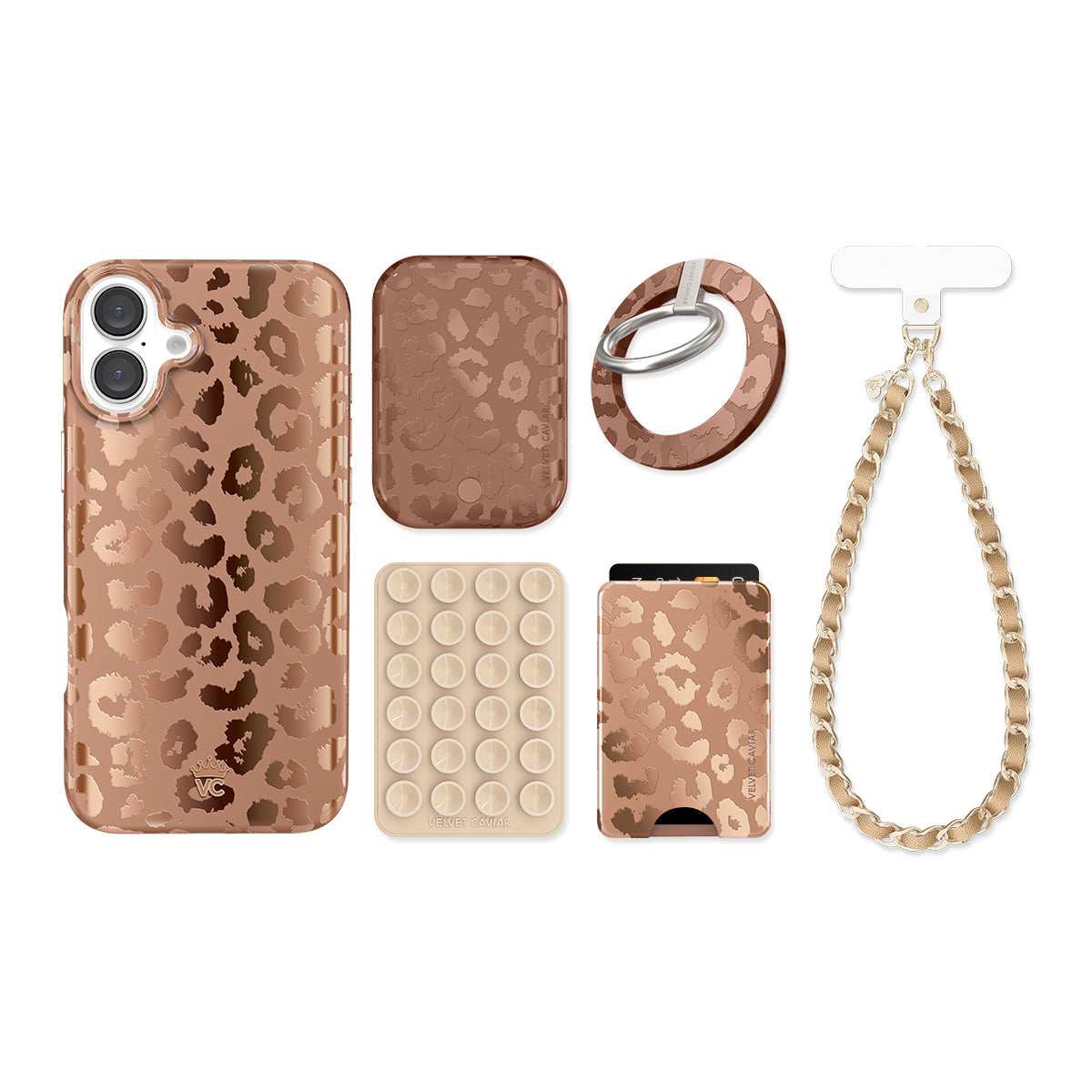 Bronze Chrome Leopard iPhone Bundle Set