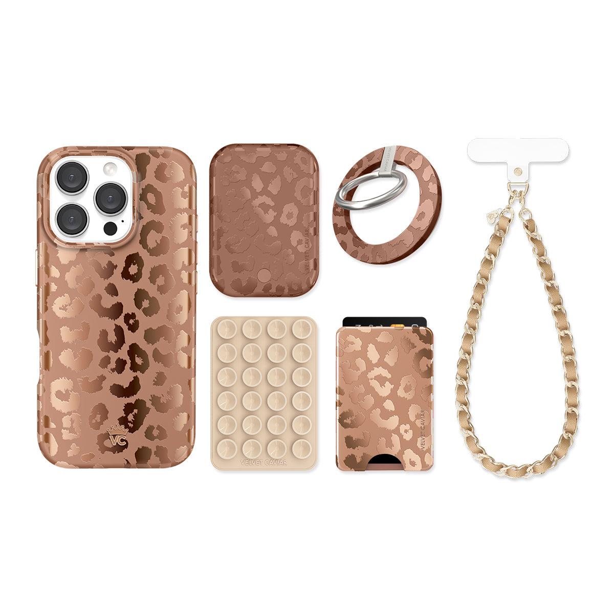 Bronze Chrome Leopard iPhone Bundle Set