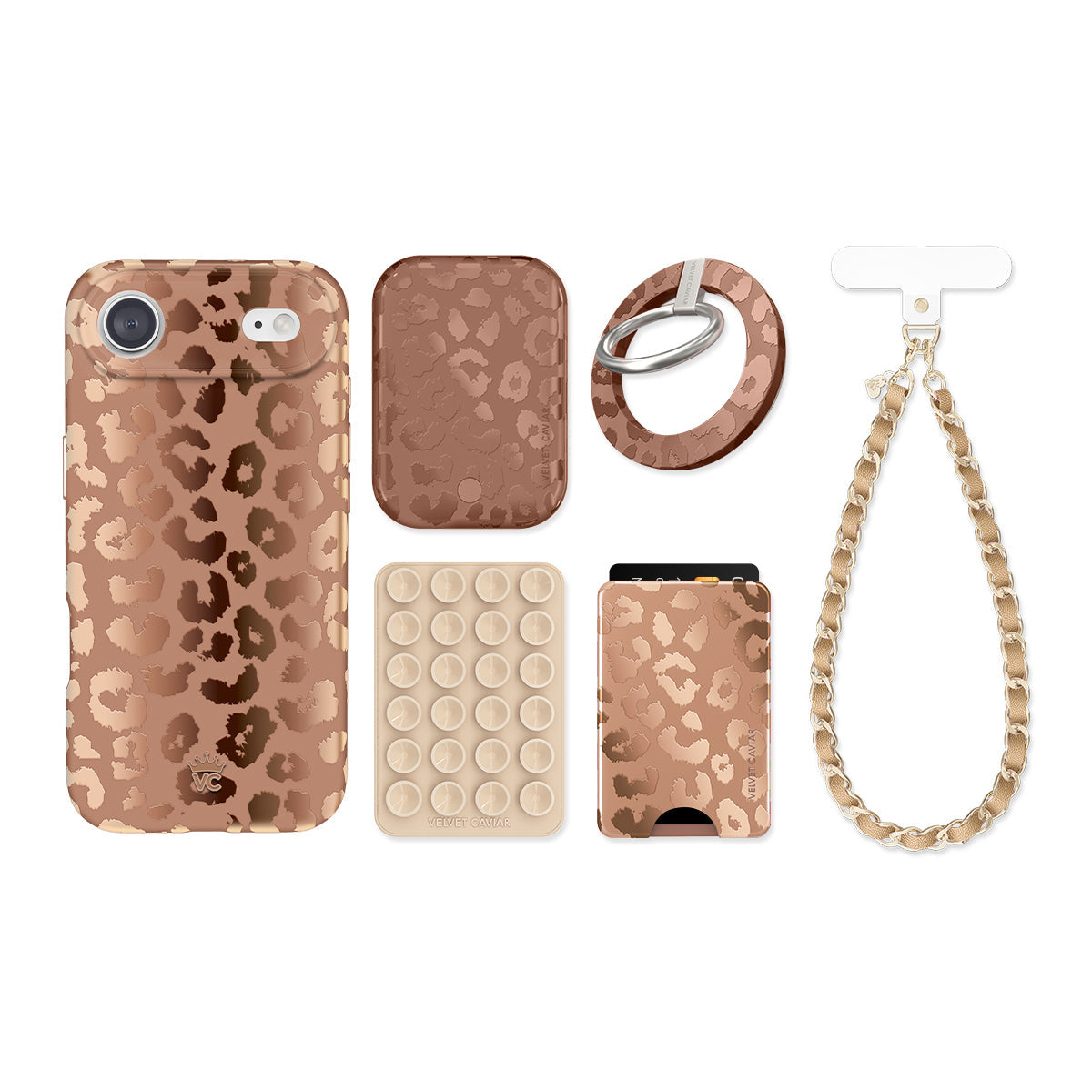 Bronze Chrome Leopard iPhone Bundle Set