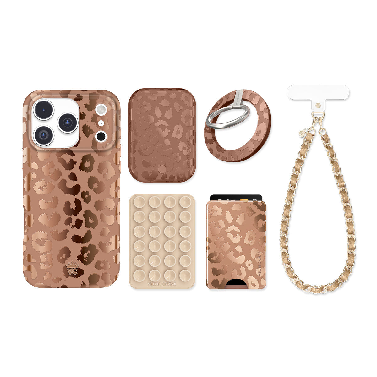 Bronze Chrome Leopard iPhone Bundle Set