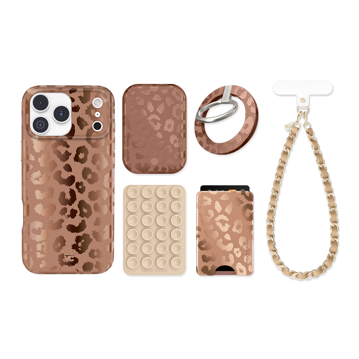 Bronze Chrome Leopard iPhone Bundle Set
