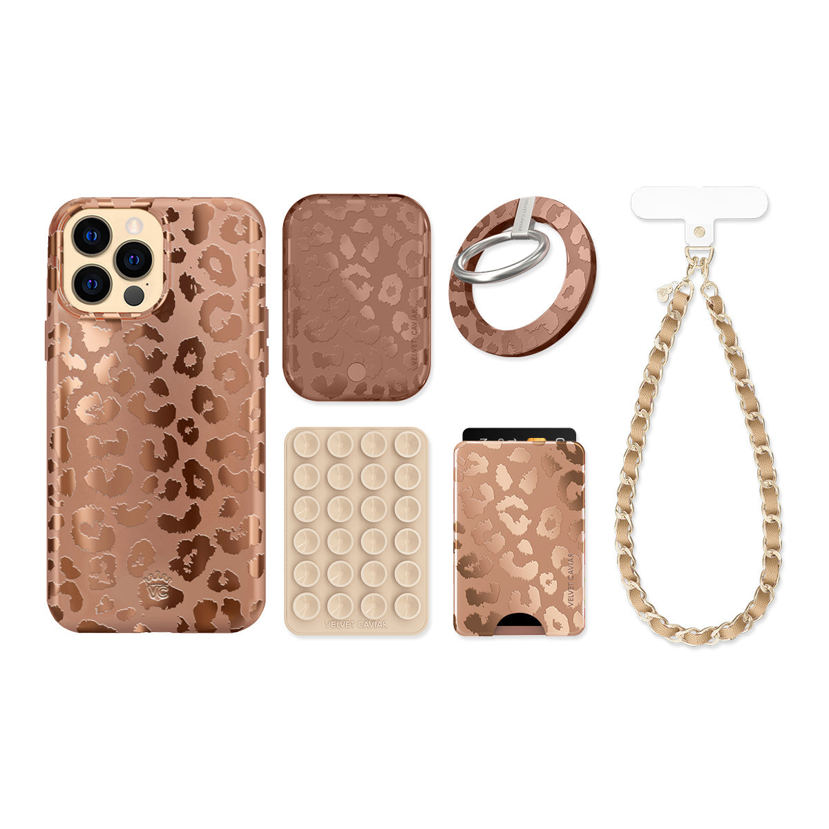 Bronze Chrome Leopard iPhone Bundle Set