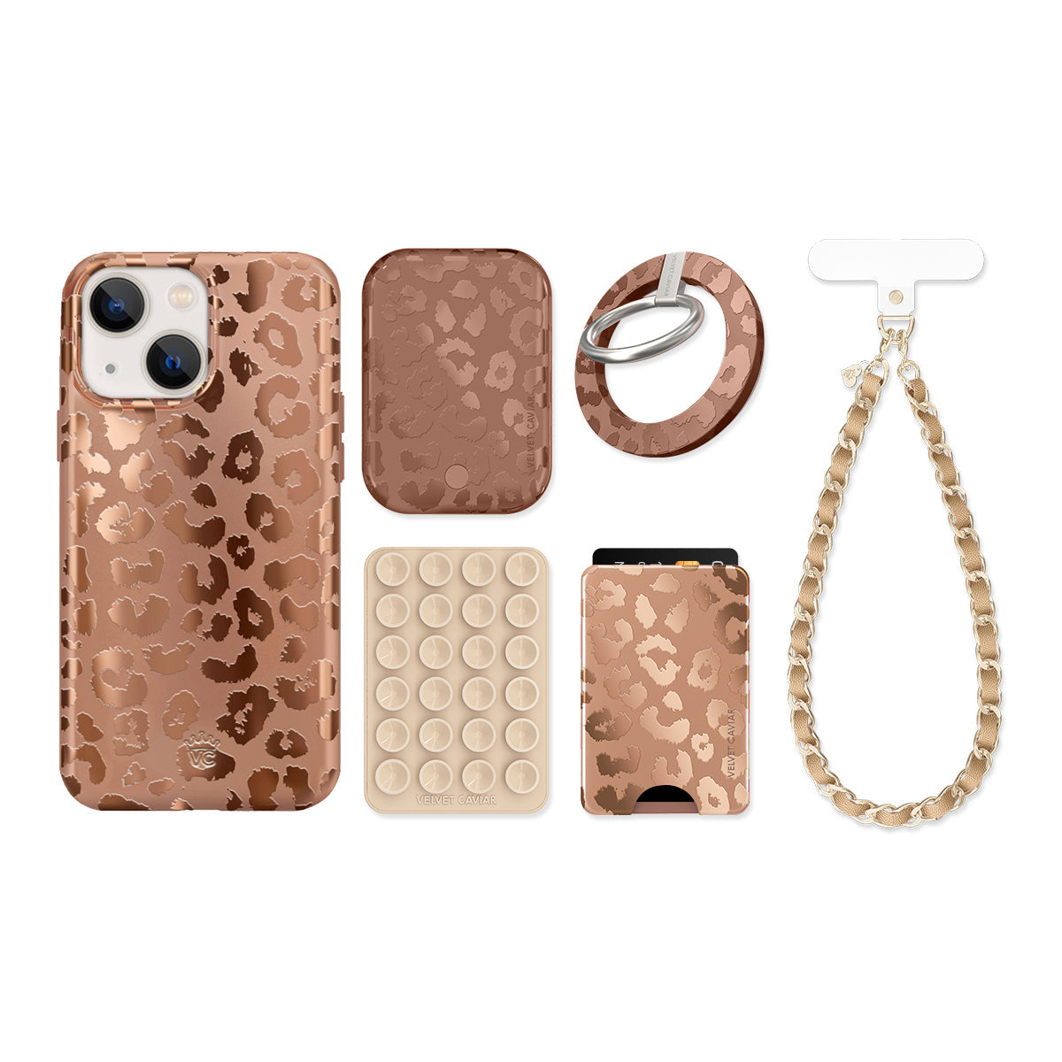 Bronze Chrome Leopard iPhone Bundle Set