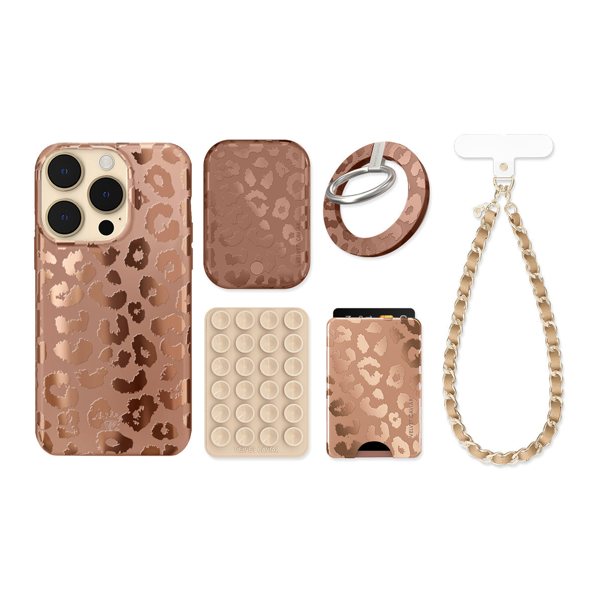 Bronze Chrome Leopard iPhone Bundle Set