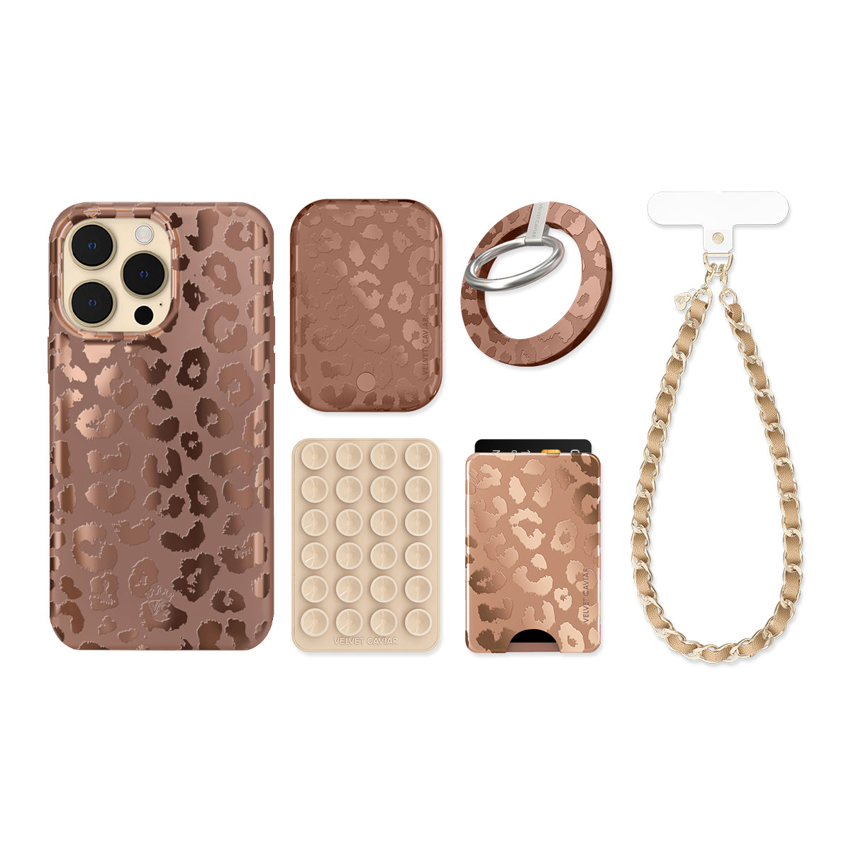Bronze Chrome Leopard iPhone Bundle Set